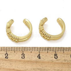 Brass Micro Pave Clear Cubic Zirconia Cuff Earrings&nbsp;EJEW-F359-09G-01