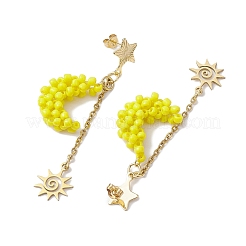 Glass Seed Beaded Dangle Stud Earrings for Women&nbsp;EJEW-MZ00214