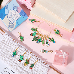 20Pcs 10 Styles Cactus Alloy Enamel Pendant Decorations&nbsp;HJEW-SC0002-14