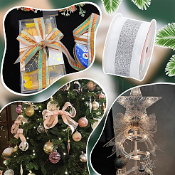 10 Yards Hot Stamping Polyester Satin Ribbons&nbsp;SRIB-WH0011-169B