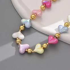 Alloy with CCB Plastic Round Heart Beaded Necklaces for Women&nbsp;FS-WG06F83-01