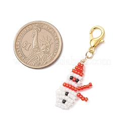2Pcs Snowman Glass Seed Beaded Pendant Decorations&nbsp;HJEW-MZ00368