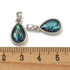 Rack Plating Brass Pave Natural Paua Shell Pendants&nbsp;KK-U025-08P-01