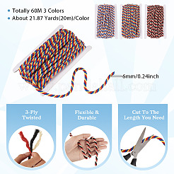 60M 3 Colors 3-Ply Twisted Macrame Polyester Cord&nbsp;OCOR-TA0003-48B