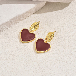 Exquisite Brass Heart Dangle Stud Earrings&nbsp;KG8789