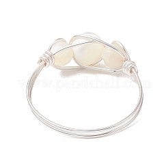 Round Natural Sea Shell Finger Rings&nbsp;RJEW-JR00848-02