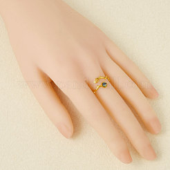 304 Stainless Steel with Natural Shell Cuff Open Rings for Women&nbsp;NU0412-4