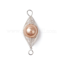Copper Wire Wrapped Shell Pearl Connector Charms&nbsp;PALLOY-JF03114-01