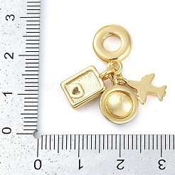 Rack Plating Brass Clear Cubic Zirconia European Dangle Charms&nbsp;KK-P287-18D-G