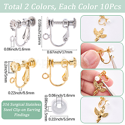 20Pcs 2 Colors 316 Surgical Stainless Steel Clip-on Earring Findings&nbsp;STAS-SC0010-45