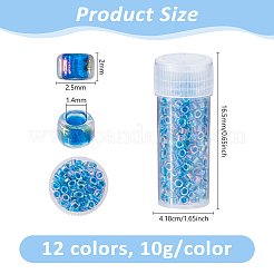 120G 12 Colors Glass Seed Beads&nbsp;SEED-DC0001-24