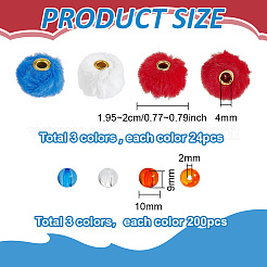 72Pcs 3 Colors Imitation Rabbit Hair European Beads&nbsp;FIND-PH0062-23