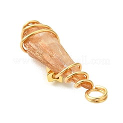 2Pcs Electroplated Natural Quartz Crystal Dyed Copper Wire Wrapped Pendants&nbsp;PALLOY-JF03174-01
