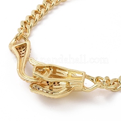 Cubic Zirconia Leopard Link Bracelet Brass Curb Chains for Women&nbsp;BJEW-G664-01G-02