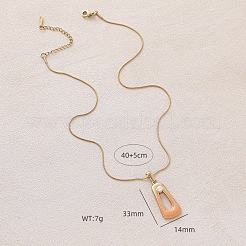 Minimalist 304 Stainless Steel Enamel with Imitation Pearl Trapezoid Pendant Necklaces for Women&nbsp;DN6458