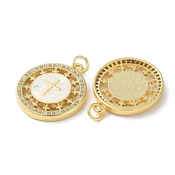 Brass Micro Pave Clear Cubic Zirconia Pendants&nbsp;KK-C045-10G