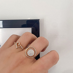 Brass Micro Pave Clear Cubic Zirconia Finger Rings&nbsp;FS-WG899C7-02