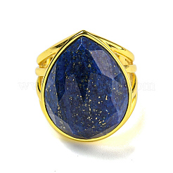 Teardrop Natural Gemstone Open Cuff Rings&nbsp;RJEW-C087-01G