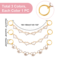 2 Sets Alloy Crystal Rhinestone Heart with Butterfly/Heartbeat/Infinity Link Shoe Decoration Chain&nbsp;FIND-PH0009-95