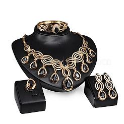Teardrop Alloy with Resin Pendant Necklaces & Stud Dangle Earrings & Bangles & Rings Sets&nbsp;FS-WG0062B-01