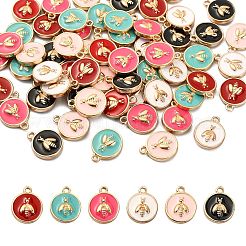 60Pcs 6 Colors Alloy Enamel Pendants&nbsp;ENAM-CJ0002-49