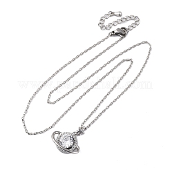 Brass Micro Pave Cubic Zirconia Star Pendant Necklaces for Women&nbsp;NJEW-S447-01P