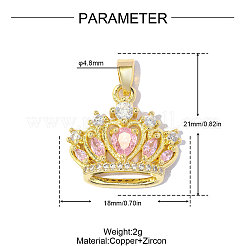 Brass Pave Pink Cubic Zirconia Pendants&nbsp;CU-OY001-02G
