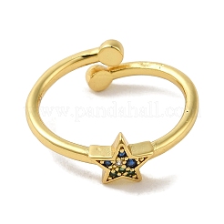 Rack Plating Brass Micro Pave Cubic Zirconia Cuff Rings&nbsp;RJEW-H228-05G-03