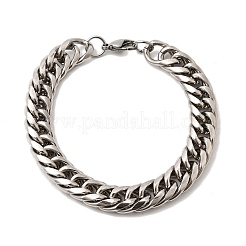 201 Stainless Steel Cuban Link Chains Bracelets for Women Men&nbsp;STAS-T077-21P-02