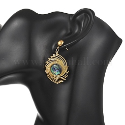 304 Stainless Steel & Natural Paua Shell Dangle Earrings for Women&nbsp;EJEW-JE07212