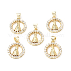 Eco-Friendly Rack Plating Brass Micro Pave Cubic Zirconia Pendants&nbsp;KK-F845-34G
