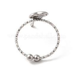 Non-Tarnish 304 Stainless Steel Heart Open Cuff Rings for Women&nbsp;LS-RJEW-H136-03P