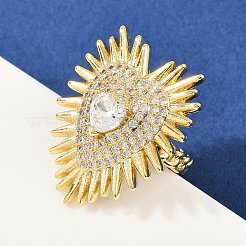 Brass Micro Pave Clear Cubic Zirconia Cuff Rings&nbsp;RJEW-P155-04C-G