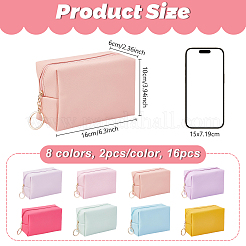 16Pcs 8 Colors PU Imitation Leather Cosmetic Zipper Bags&nbsp;AJEW-GW0001-15