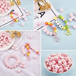 20Pcs Pink Cube Letter Silicone Beads 12x12x12mm Square Dice Alphabet Beads with 2mm Hole Spacer Loose Letter Beads for Bracelet Necklace Jewelry Making&nbsp;JX435I