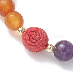 Natural Carnelian and Amethyst Round Beads Stretch Bracelets&nbsp;BJEW-JB13318
