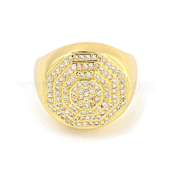 Rack Plating Octagon Brass Micro Pave Clear Cubic Zirconia Cuff Finger Rings&nbsp;RJEW-C103-04G