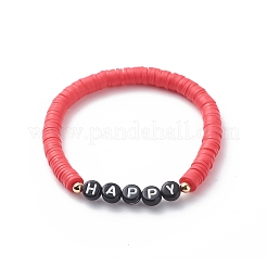 5Pcs 5 Color Handmade Polymer Clay Disc Surfer Stretch Bracelets Set&nbsp;BJEW-JB08800