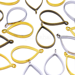Rack Plating Alloy Drop Open Back Bezel Pendants&nbsp;PALLOY-CJ0001-24-FF