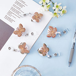 5 Pcs 5 Colors Butterfly Rhinestone Badge Reel&nbsp;AJEW-CA0001-27