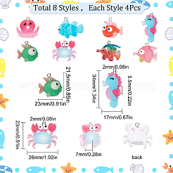 32Pcs 8 Styles Ocean Theme Opaque Resin Pendants&nbsp;RESI-SC0002-37