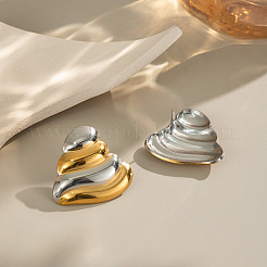 Stainless Steel Two Tone Textured Triangle Stud Earrings&nbsp;BH4323