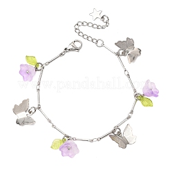 Spray Painted Glass Beads & 201 Stainless Steel Charm Brascelets&nbsp;BJEW-JB12419-02