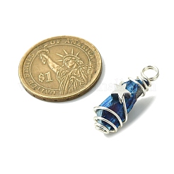 2Pcs Electroplated Natural Quartz Crystal Dyed Copper Wire Wrapped Pendants&nbsp;PALLOY-JF03169-02