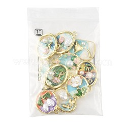 10Pcs 10 Styles Light Gold Tone Alloy Enamel Pendants&nbsp;ENAM-FS0003-82