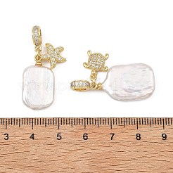 Ocean Natural Baroque Keshi Pearl and Brass Micro Pave Cubic Zirconia European Dangle Charms&nbsp;PALLOY-JF05769
