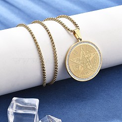 201 Stainless Steel Rhinestone Pendant Necklaces for Women&nbsp;NJEW-U021-01G