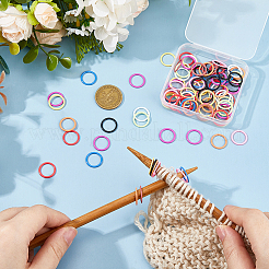 100Pcs 10 Colors Baking Paint Iron Stitch Markers Rings&nbsp;IFIN-HS0001-04