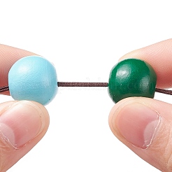 Round & Polygon Natural Wood Beads Stretch Bracelets Keychains&nbsp;KEYC-JKC00318