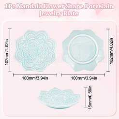 Mandala Flower Shape Porcelain Jewelry Plate&nbsp;DJEW-WH0043-41B